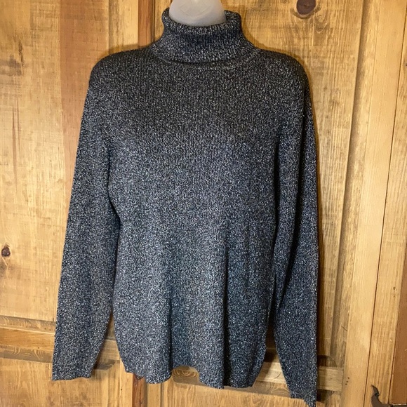 Worthington Sweaters - Worthington Black & Silver Sparkling Turtle neck sweater